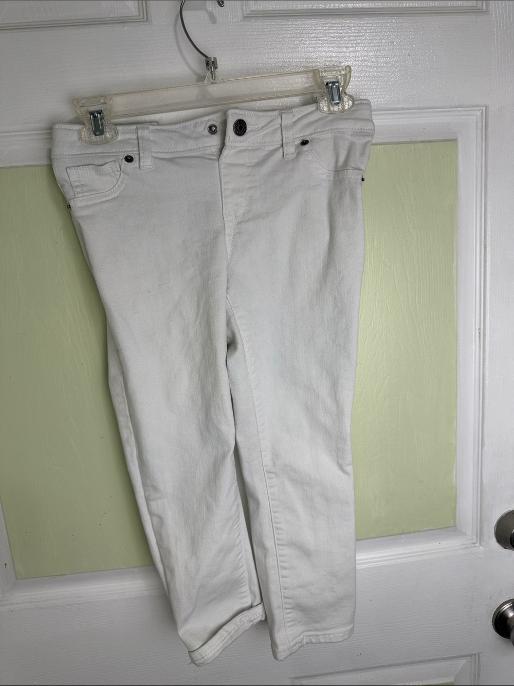 (2437) Cat & Jack White Kids' Jeans - Straight Cut, Size: 12 Girls
